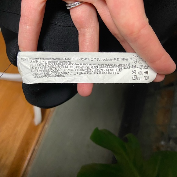 ZARA Black High Neck Short Sleeve Front Pockey Keyhole Dress, Size S - Picture 16 of 16